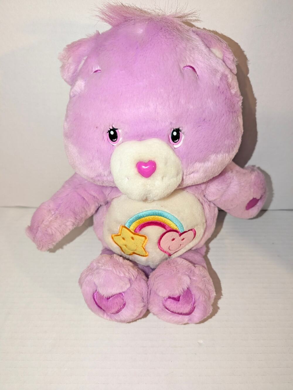 2004 Care Bears Talking Best Friend 13" Play Along Purple Plush Rainbow WORKS